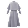Taluoman Women's Elegant Grey Wool Blend Overcoat