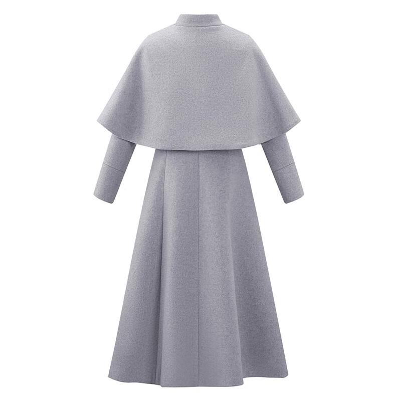 Taluoman Women's Elegant Grey Wool Blend Overcoat