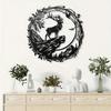 Metal Stag Wall Decor Circular Iron Frame Modern Farmhouse Living Room Wedding Gift Home Hanging Art