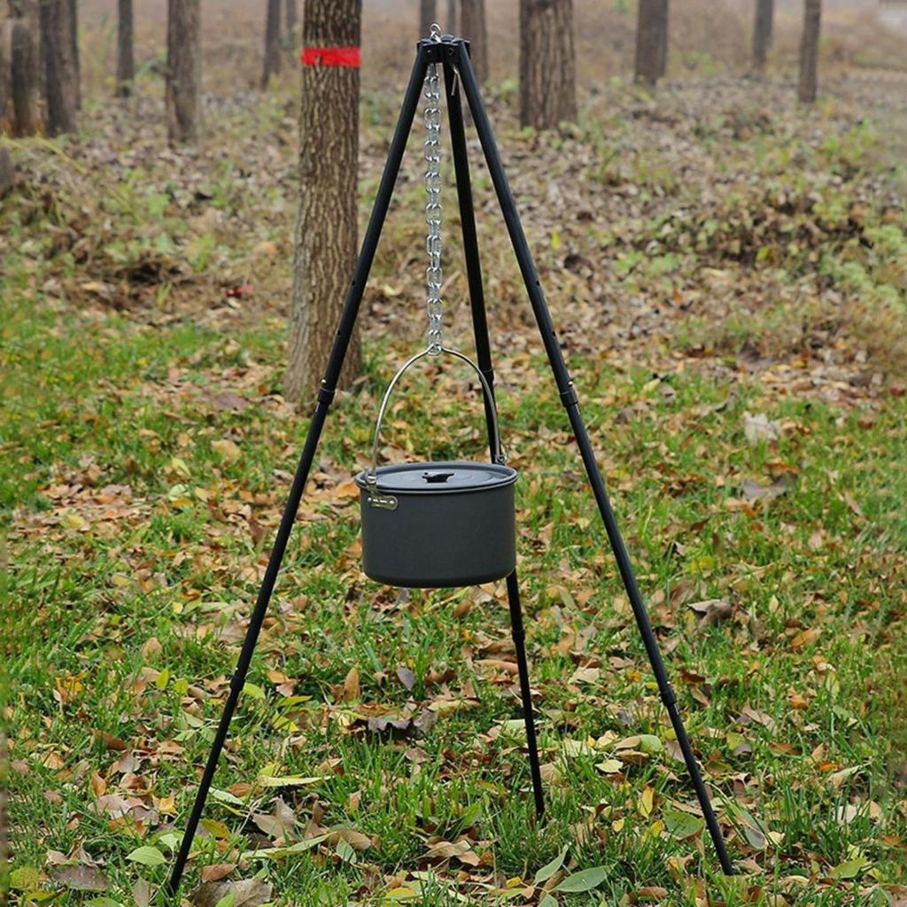 Campfire Cooking Tripod Height-Adjustable Stand with Chain