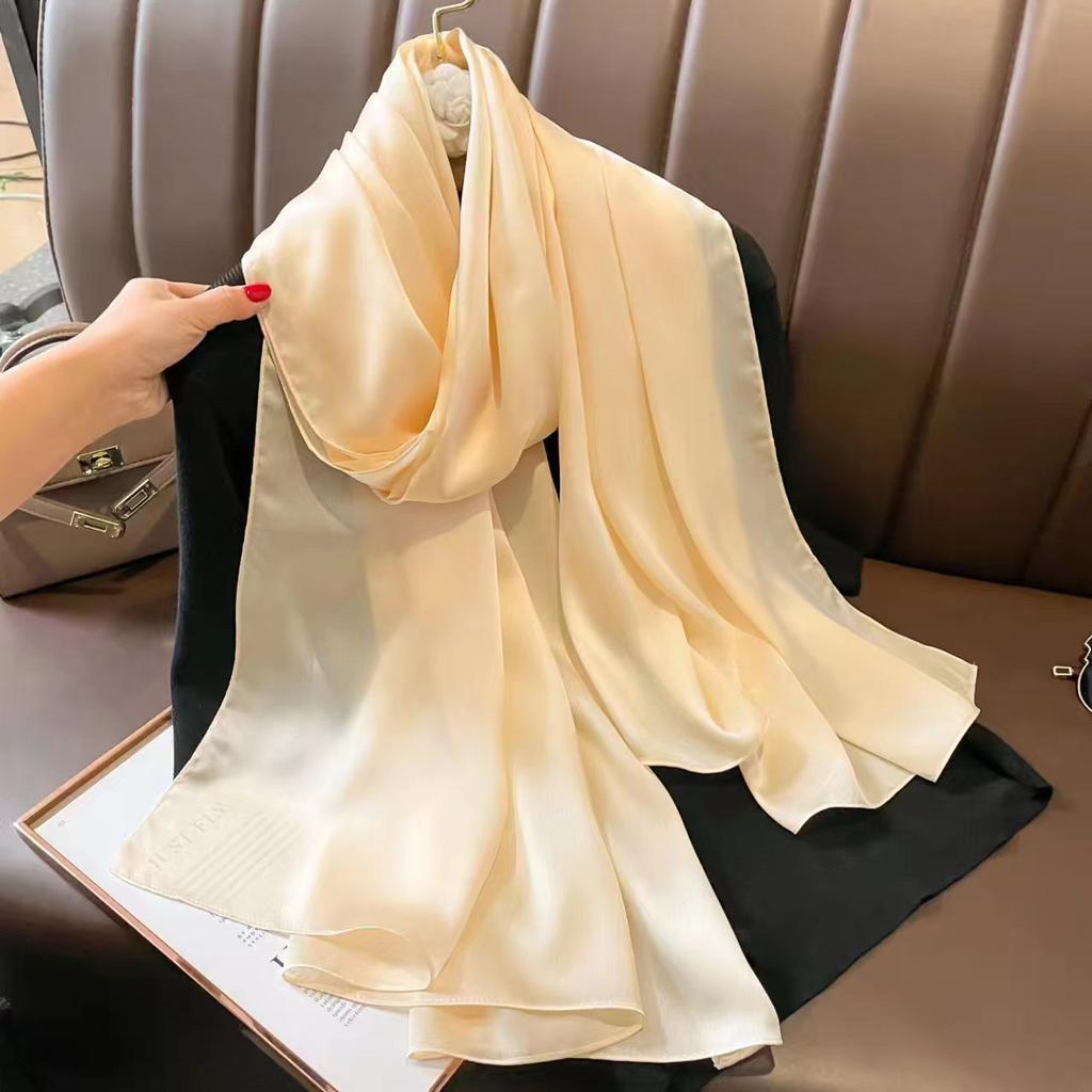 New solid colour anti-silk scarf spring and autumn sunscreen beach towel female silk scarf outside the air conditioning shawl