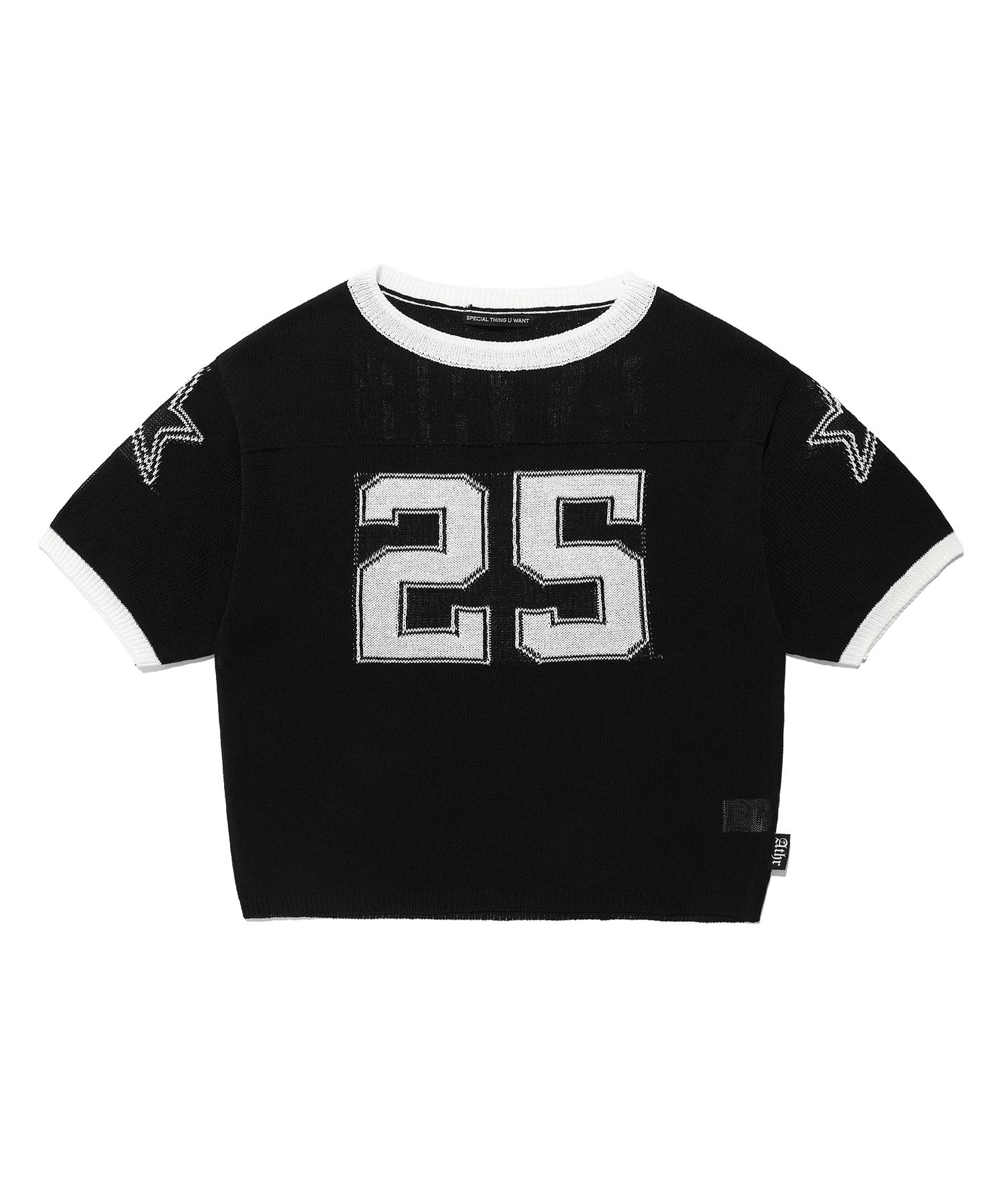 Andy Other Oversized Round Neck Short Sleeve Knit Black Black/F