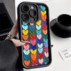 Colorful Heart Oil Painting Case for iPhone 16 E 15 14 13 12 Mini 11 Pro Max XS X 8 7 Plus SE Liquid Soft Silicone Back Cover