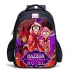 Hell Inn Vollcharakter-bedruckte Schülertasche, Rucksack mit schwarzem Rücken und großem Fassungsvermögen, rund um Animation
