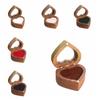 Transparent Cover Walnut Wood Rings Box 2 Slots Rings Bearer Box Simple Heart Rings Holder  Propose