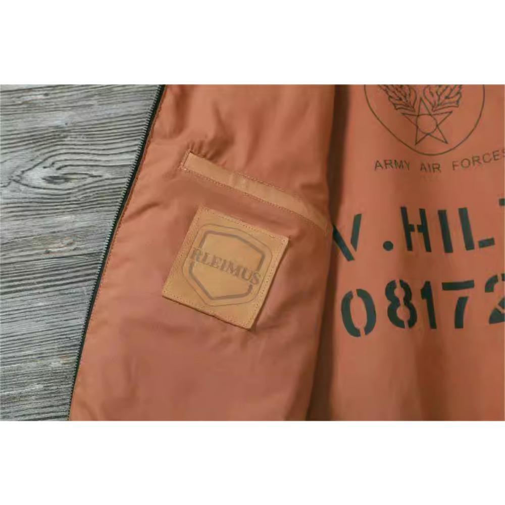 Čínská velikost Klasická letecká bunda A2 Pilotní bunda Vintage Špinavě žlutá Voskovaná hovězí kůže Bunda z pravé kůže Muži Letecké bundy Pánské kabáty