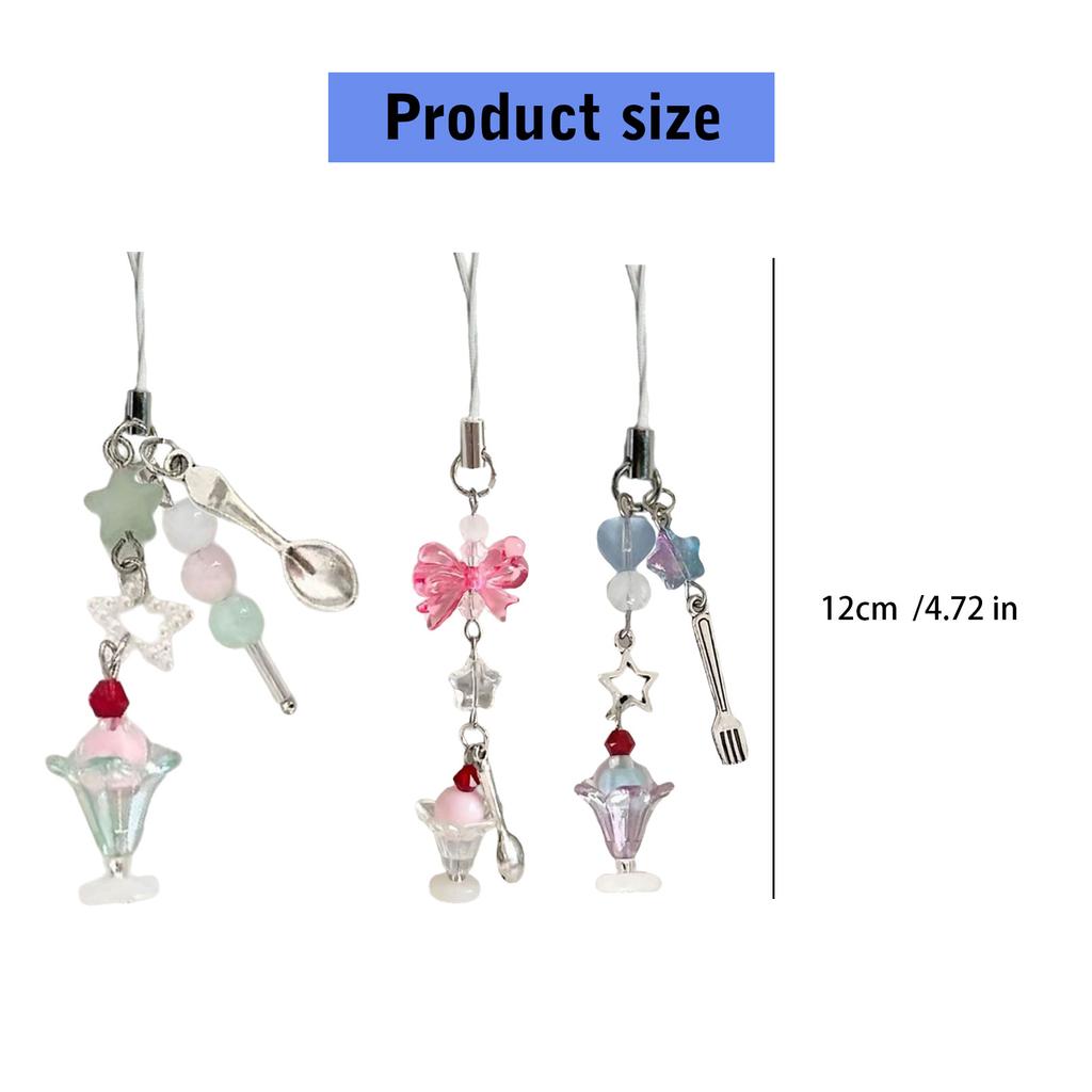 Ice Cream Theme Phone Lanyard Multifunctional Phone Strap Bag Pendant Resin Texture for Fashion Youthful Individuals