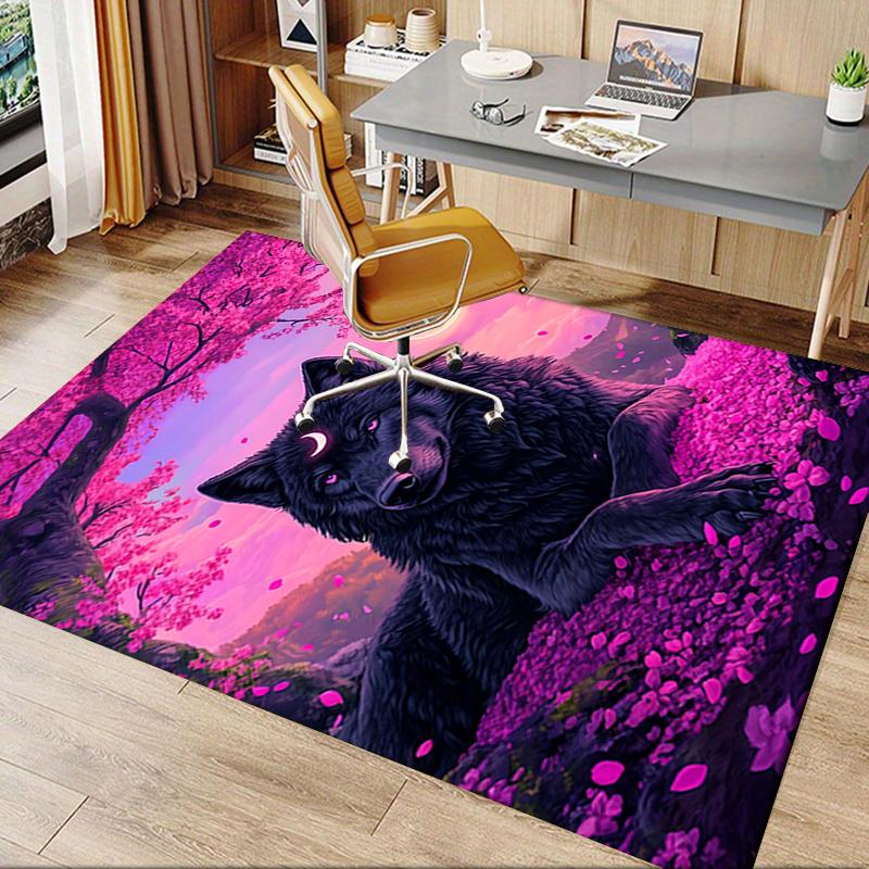 Charming Wolf Moon Chair Mat Office Carpet, Large Rug for Home Decor, Sofa Mat, Desk Pad Gift, Suita