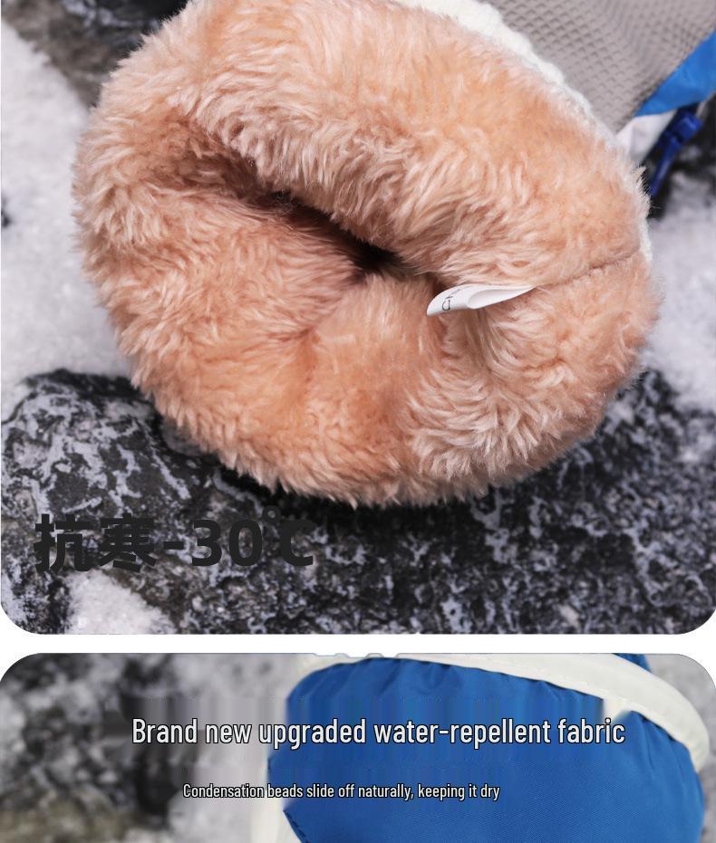 Kids' Cartoon Ski Gloves: Non-Slip, Fleece-Lined, Waterproof, Windproof, Coldproof for Winter Cycling and Snow Play.