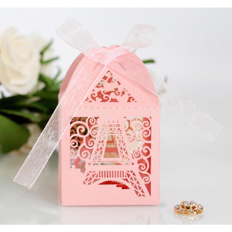 Creative 50Pcs/Set Creative Hollow Tower Wedding Candy Box Wedding Gift Chocolate Candy Box Party Small Gift Packaging Boxes
