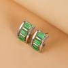 Ladies Rectangular Opal Necklace & Earrings Jewelry Set Rhinestone Imitation Gemstone Pendant Stud Earrings Jewelry Birthday Party Accessory Gift