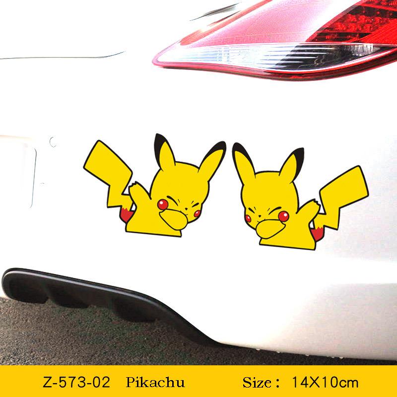 Kawaii Pokemon Pikachu Araba Çıkartmaları Karikatür Stilinde Su Geçirmez Otomatik Cam Sürüş Aynası Çıkartmaları Araba Ön Cam Süslemeleri