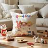 Japanese Cartoon Illustrations Cushion Cover Anti-dustmite Pillowcase Invisible Zipper Silky Short Plush Sofa Cushion Cover