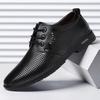 Letní špičaté pánské společenské boty prodyšné černé svatební boty společenský oblek kancelářská obuv