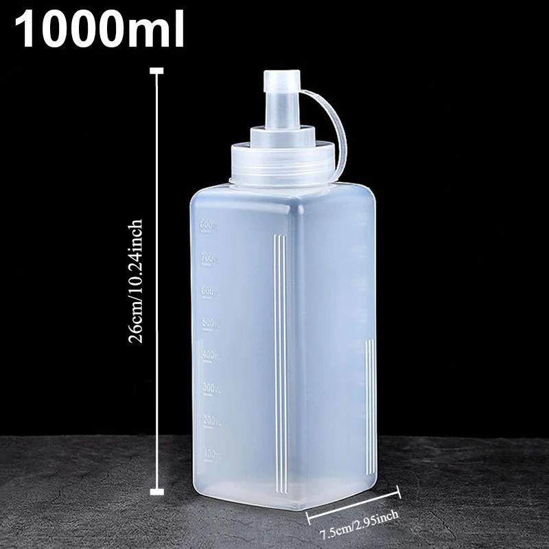 1000ml Large Caliber Squeeze Sauce Bottle Dustproof Condiment Dispenser for Kitchen Salad Olive Oil Seasoning Gadgets