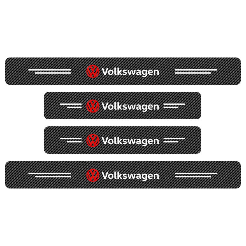4 Peças Adesivo Protetor Soleira Porta Carro Fibra de Carbono Anti-risco Adesivo Remodelado Para Volkswagen Polo Passat B5 B6 B7 T4 T5 Golf 4 5 6 Tiguan Jetta Gol