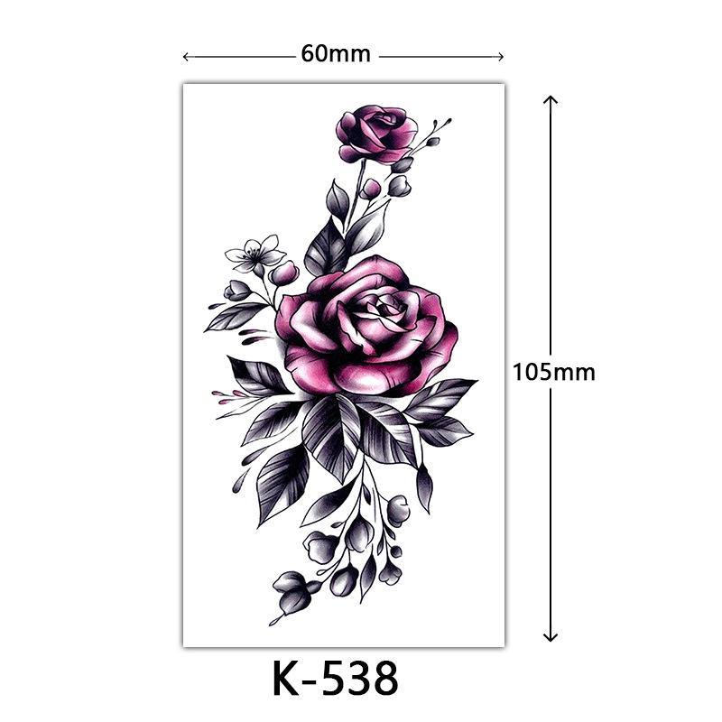 Waterproof Tattoo Stickers: English Letters, Flowers & Butterfly Sketches