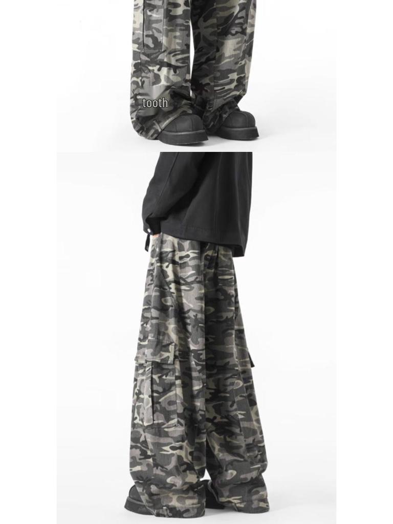 American Retro Baggy Camouflage Unisex Jeans: Trendy, Loose, and Versatile Streetwear Workwear.
