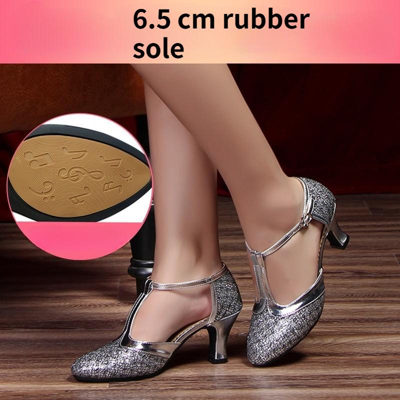 Women's Adult High-Heel Ballroom Dance Shoes with Soft Soles for Outdoor Use