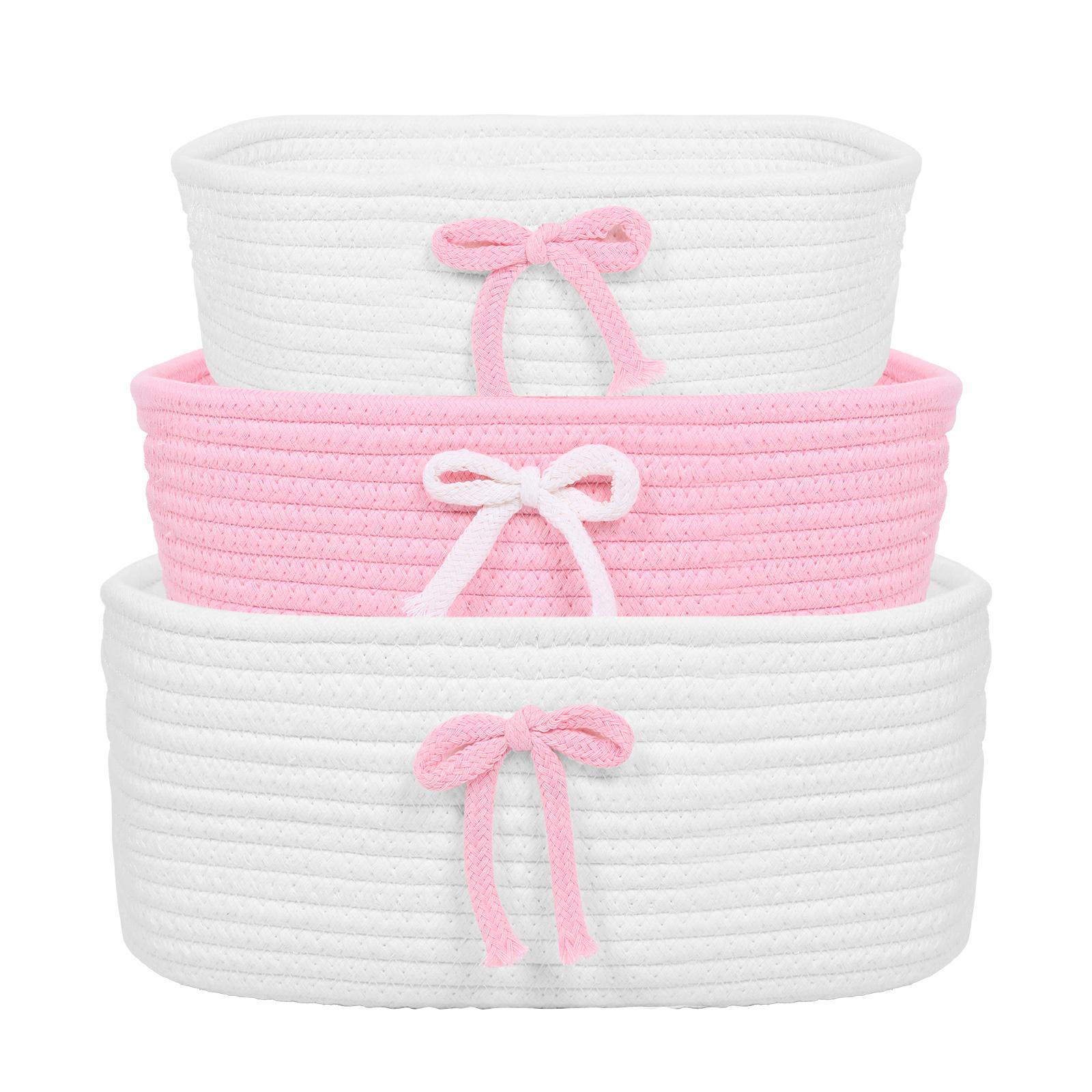 3Pcs Storage Basket Cotton Rope Multipurpose Sundries Toy Organizer Foldable Household Gift Laundry Basket
