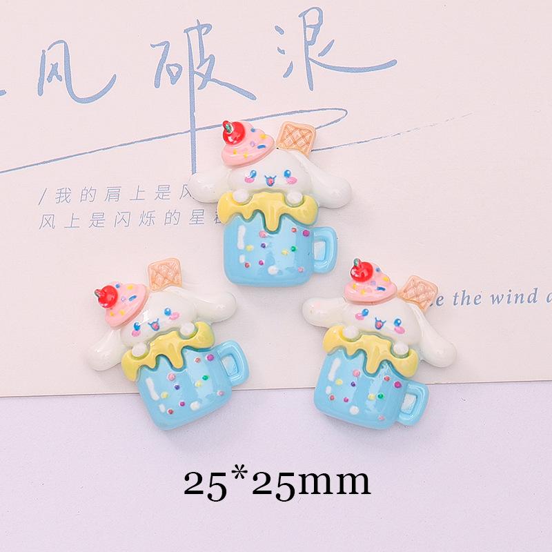 10Pcs Kawai Bright Surface Cat Dessert Ice Cream Series Resin Flat Back Scrapbook Figurine Diy Bow Decor Accessories Crafts A3