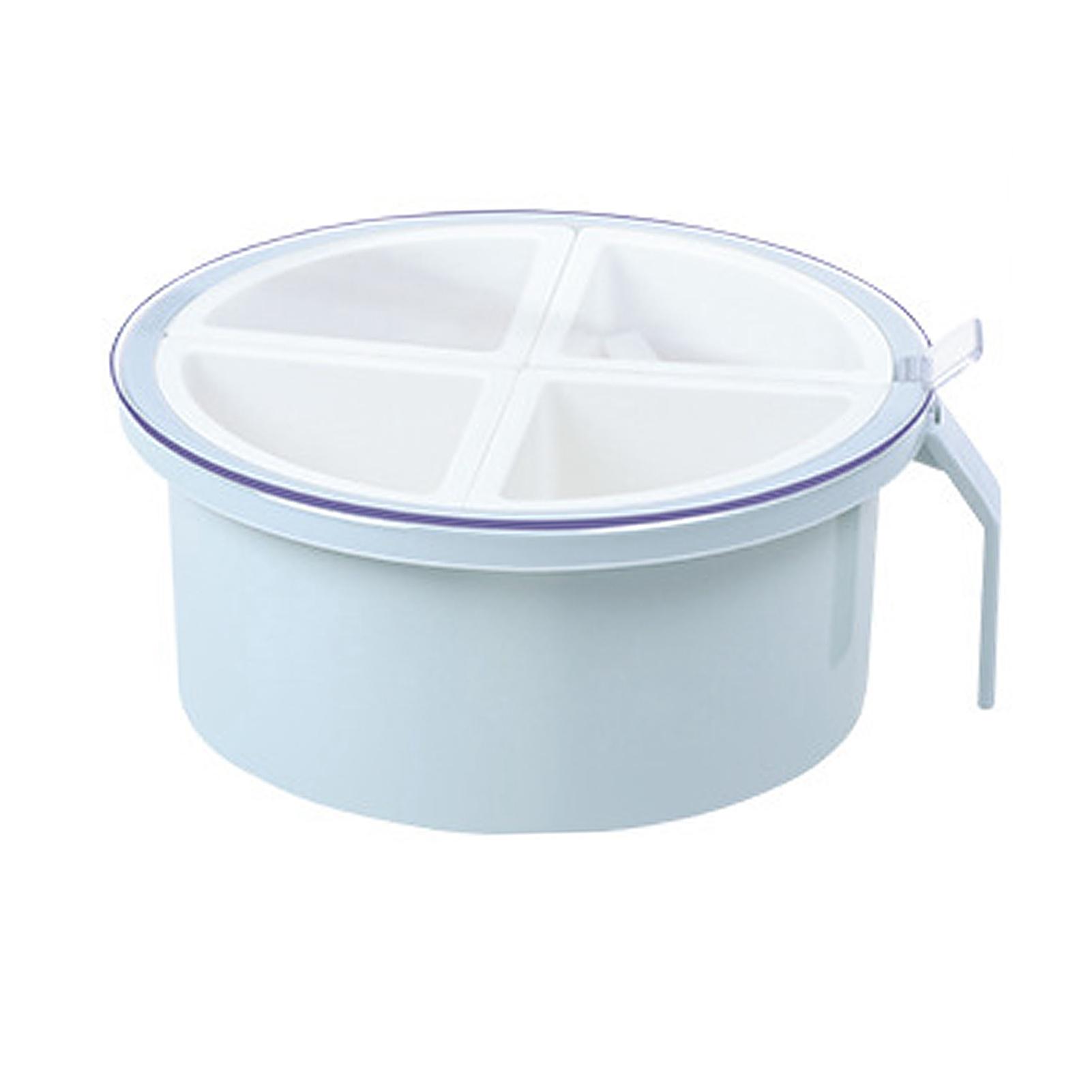 Konnwei Blue/Gray Round 4 Grid Seasoning Box Plastic 4 Compartment Condiment Box Kitchen Seasoning Storage Container