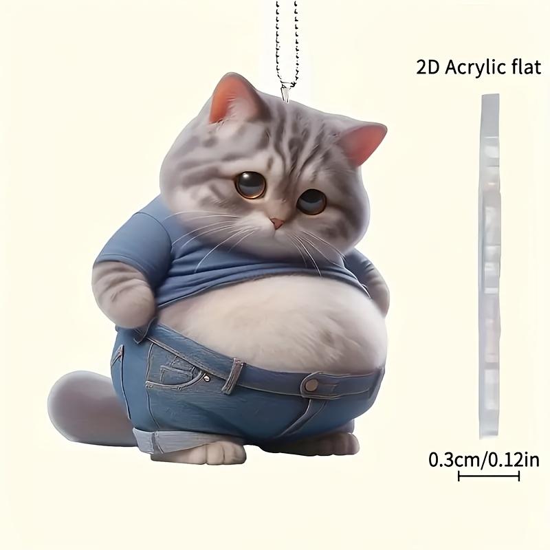 1pc Cute 2D Cat Crystal Charm - Perfect Car Decoration and Keychain Accessory, Ideal Holiday Gift