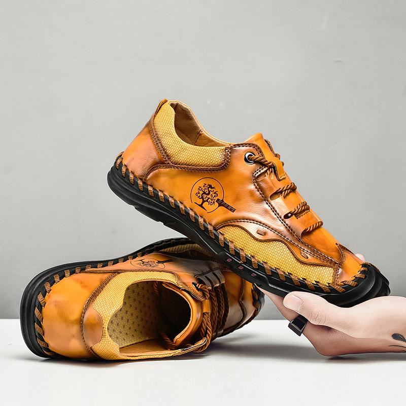 Fashion High quality men's spring and autumn casual leather shoes work handmade leather new flat comfortable men's shoes size 48