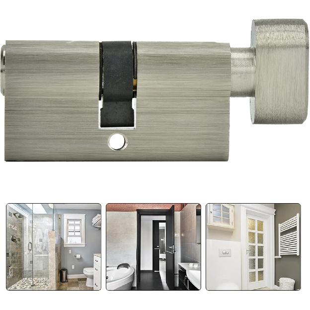 Lock Cylinder Single Open Lock Solid Copper Lock Cylinder, Anti Theft Door Lock Cylinder with 3 Keys, Bedroom Bathroom Door Lock Kit for Wooden