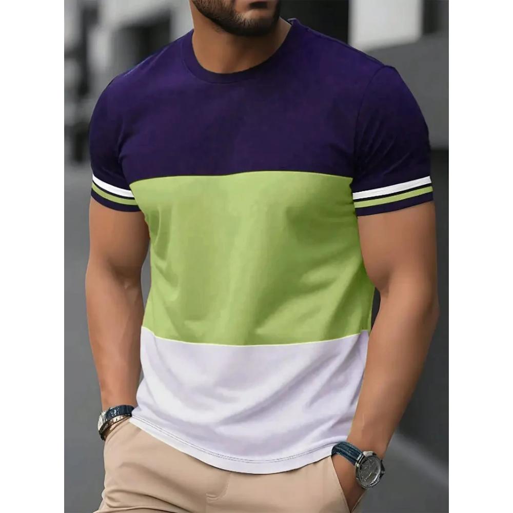 

Модная мужская футболка в полоску, летняя повседневная футболка с 3D-принтом и круглым вырезом, свободная уличная одежда, футболка оверсайз XS
