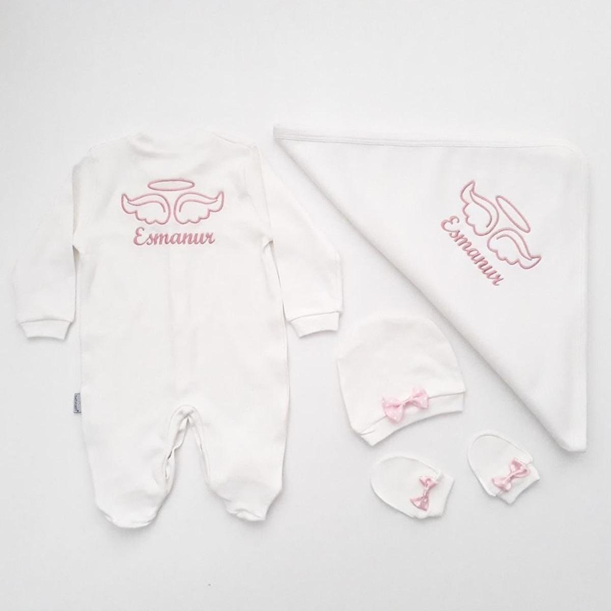 

Розовые комбинезоны для маленьких девочек с вышивкой по индивидуальному заказу, беретом и перчатками + одеяло