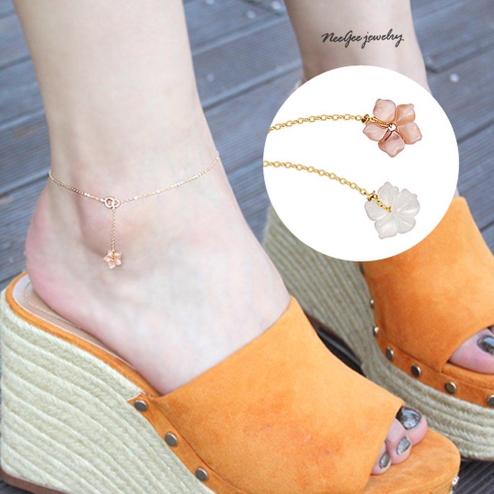 

[Neegee] 14K Gold Flower Bracelet pink