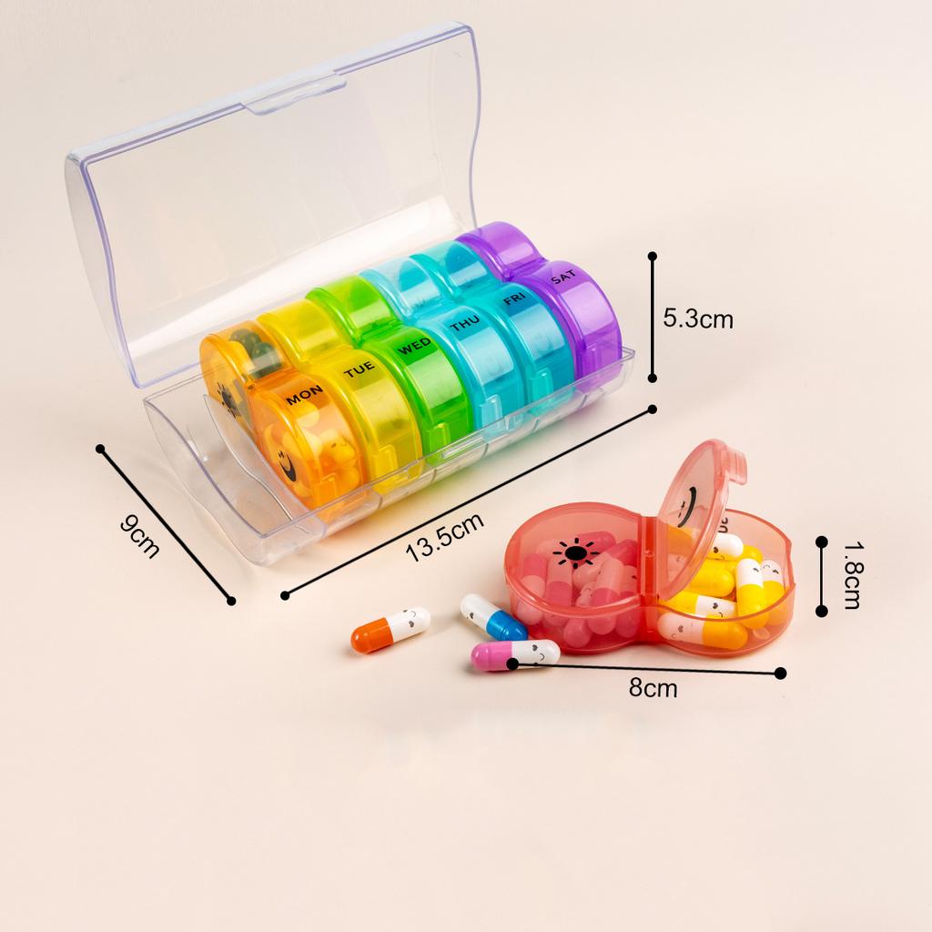UNTIOR  Portable Weekly Pill Box Morning and Evening Large Capacity Travel with 14 Compartments to Hold Pills Vitamins