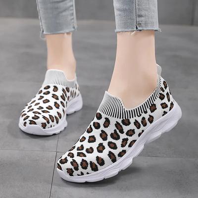 Damen Schuhe Leopardenmuster Leicht Atmungsaktiv Slipper Loafer für Damen Modische und Vielseitige Leopardenmuster Sportliche Freizeit Schuhe