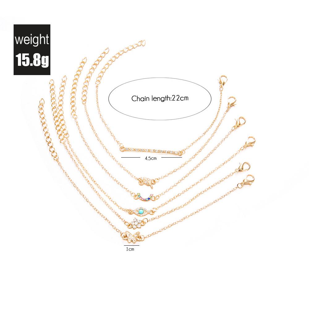Fashion Colorful Crystal Butterfly Bracelets Set For Women Simple Leaves Flower Moon Eye Stone Charm Bangle Female Party Jewelry