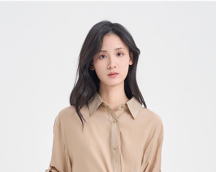 Same commuting collar long sleeved shirt for women in the shopping mall, 2026 summer, loose and casual, slimming and high-end top