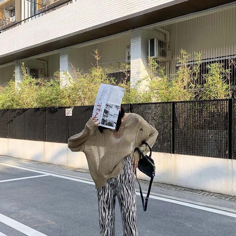 Y2K Schwarz Eis Seide Hohl Dünnen Pullover Damen Langarm Sonnenschutz Top Neue Sexy Lose Kintwear Ripped Bluse Punk stil Pullover