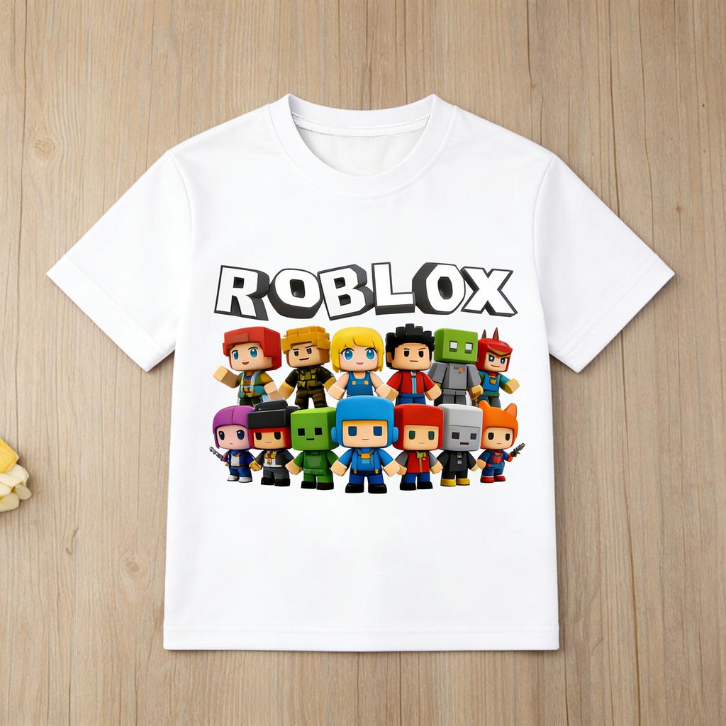 Roblox TShirt Boys Girls Short Sleeve Casual Tee Breathable Soft Cotton Top Game Fans Clothing for Daily Play Birthday Party