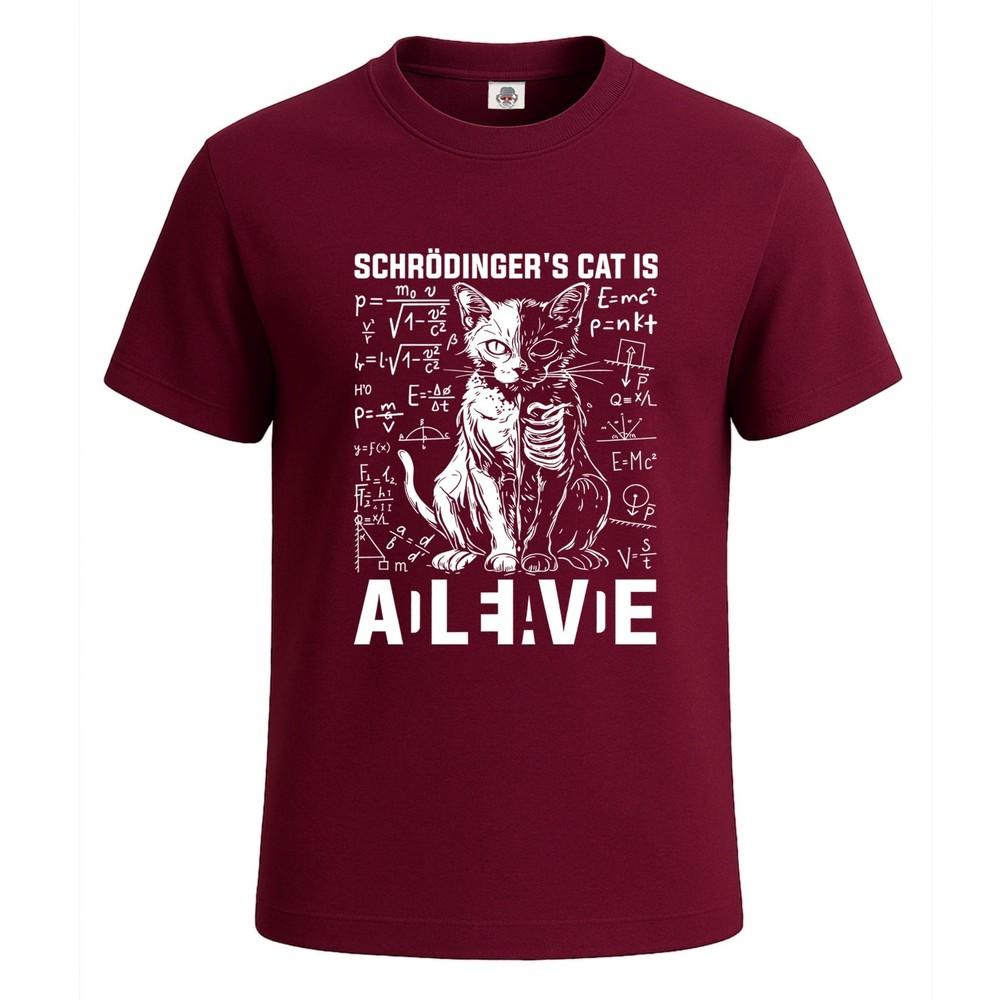 Gatto di Schrodinger vivo novità divertente t-shirt uomo regalo festa maglietta top