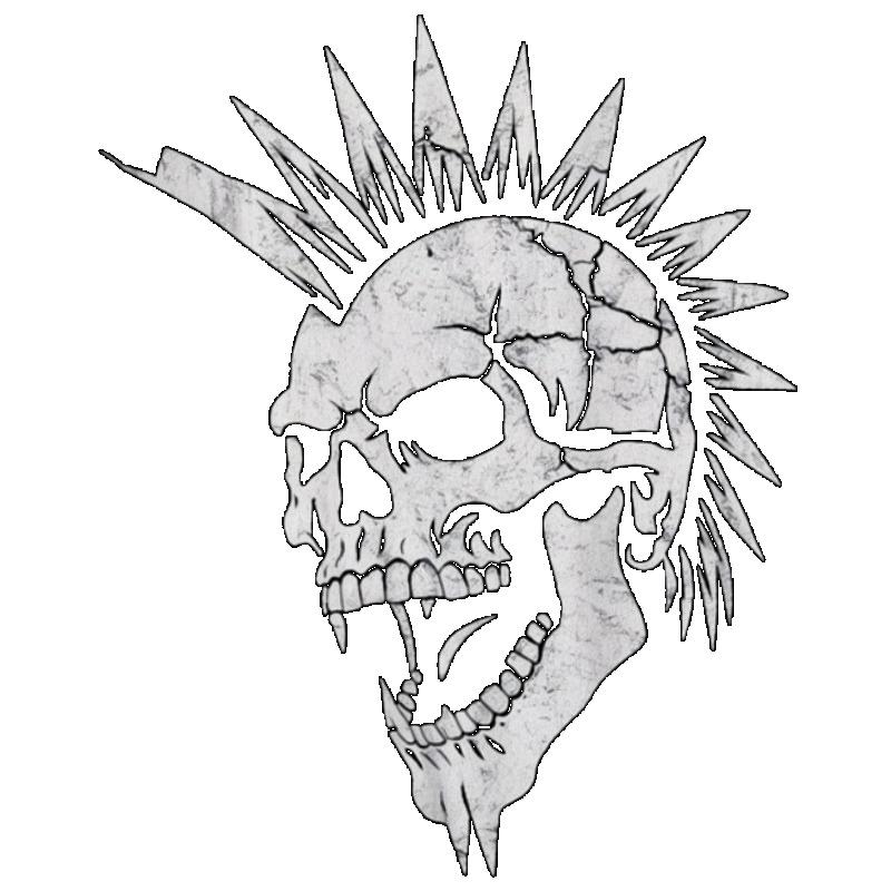 Black T-Shirt with Skull and Mohawk Print for Casual Wear