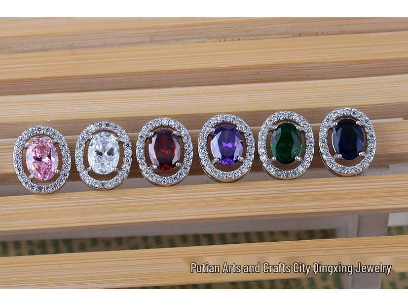 Hot-Selling Retro Oval Stud Earrings with AAA Zircon - Perfect Birthday Gift
