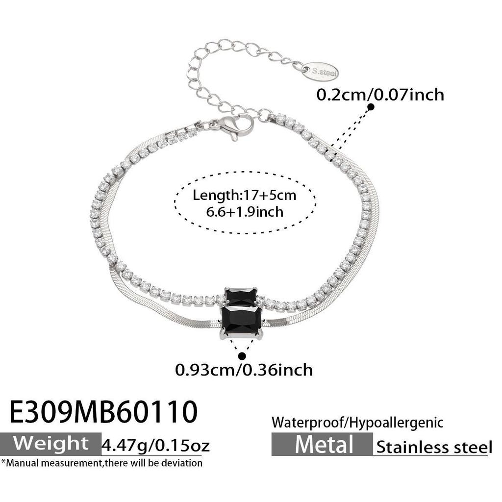 European Luxury Zircon Blade Chain Bracelet, 18k Gold-Plated Stainless Steel