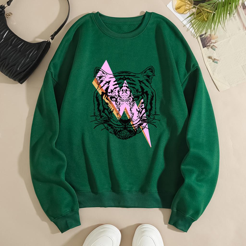 Fashion Printing Loose Long Sleeves Simple Round Neck Casual Tops Women’s