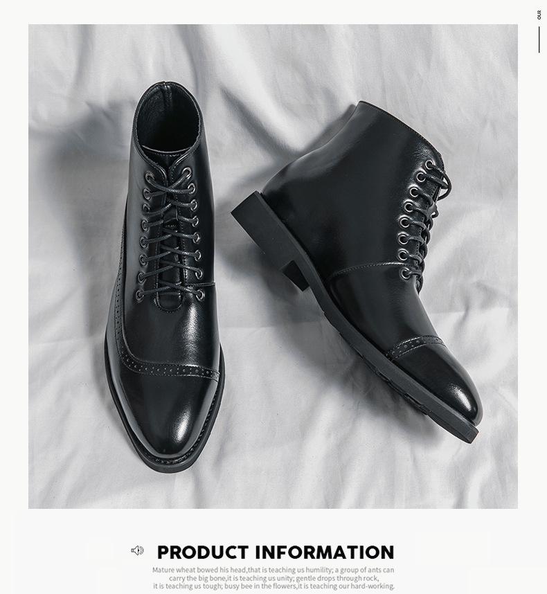 British Style High-Top Plus Size Leather Patchwork Martin Boots - Men's Autumn Fashion Trend