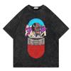 Manga Akira Graphic Print T-shirt for Men's Women's T Shirt Vintage Washed Cotton Streetwear Summer Top