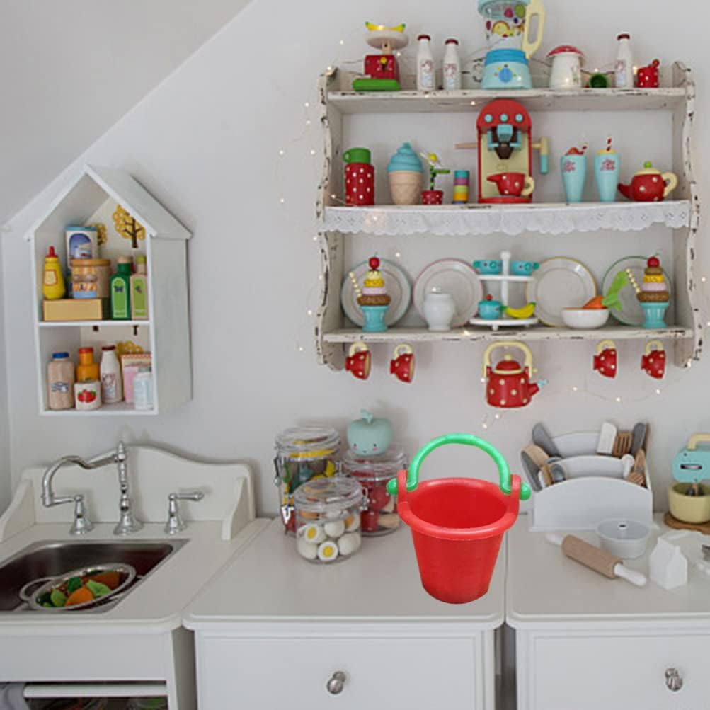 

Miniature Buckets Model 10 Pcs Dollhouse Buckets, 1: 12 Mini Buckets Model Miniature Buckets Dollhouse Accessories Small House Scene Layout Props for