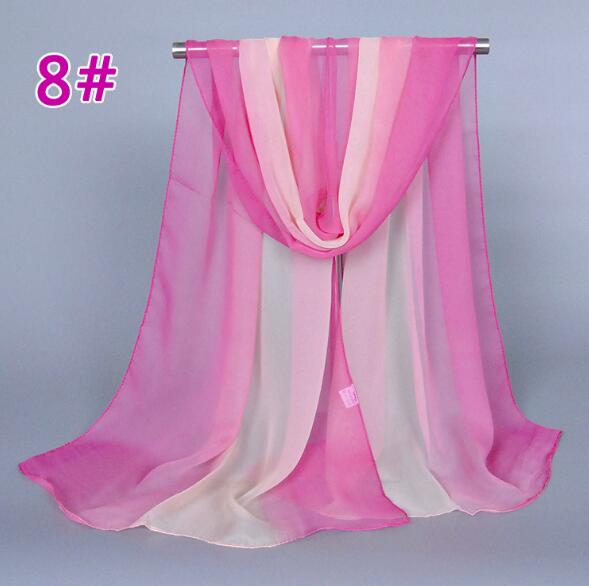 Lady Fashion Voile Girls Scarves Chiffon Scarf Women High Quality Gradual Color Women Silk Scarf  Popular Scarves Wrap shawl