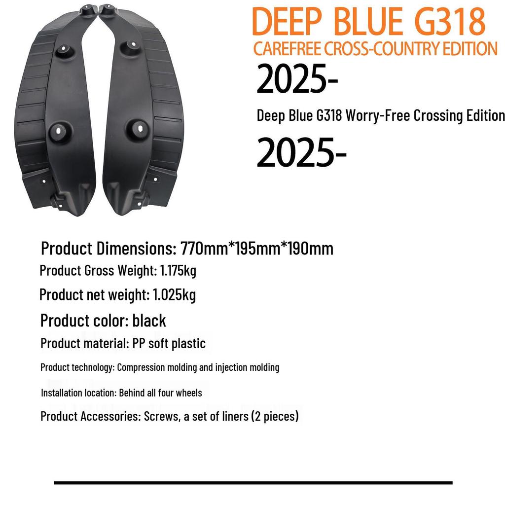 Rear Wheel Liner Fender for Changan DEEP BLUE G318 2025 Model