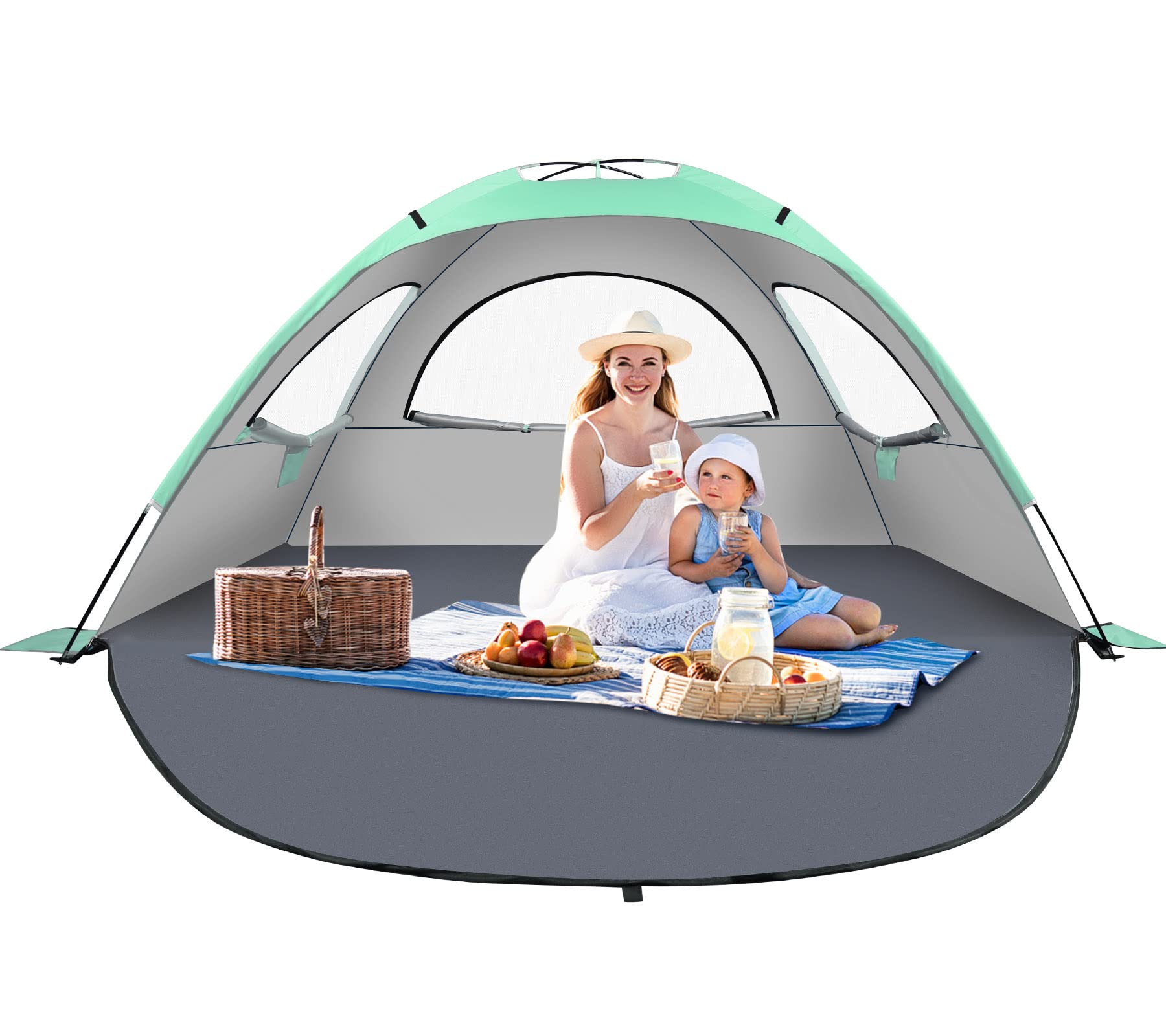 

Пляжная палатка-тент YITGOG для защиты от УФ-лучей и с высокой защитой, с тремя сетчатыми передними стенками, идеально подходит для и цветения сакуры. Включает сумку для хранения и японский