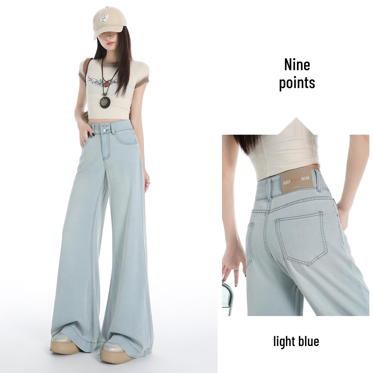 

Women s Light Tencel Flare Jeans - High-Waisted, Loose, Drapey Ice Silk, Wide-Leg, Floor-Length Jeans for Summer 2026 M (suggested 49-55 kg)